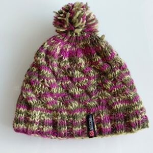 Sherpa Green and Pink Knit Beanie